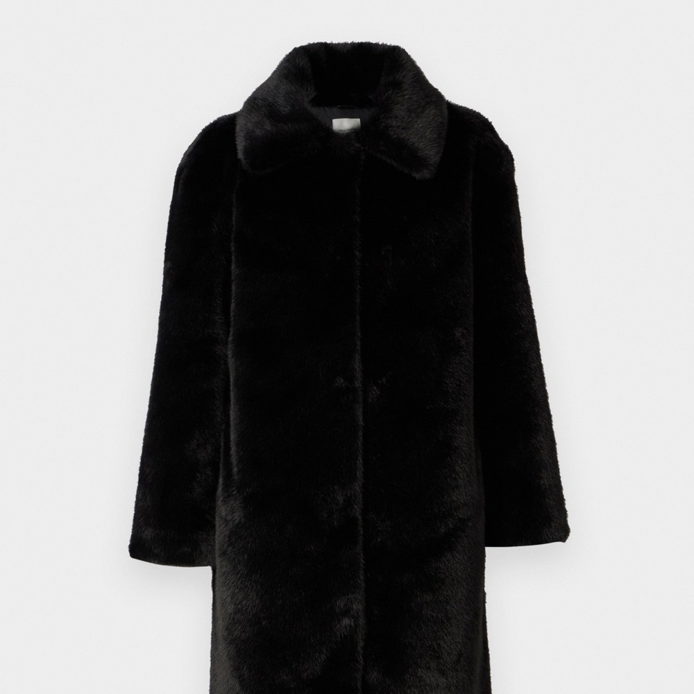 ABERCROMBIE & FITCH - Elegant Black Faux Fur Coat